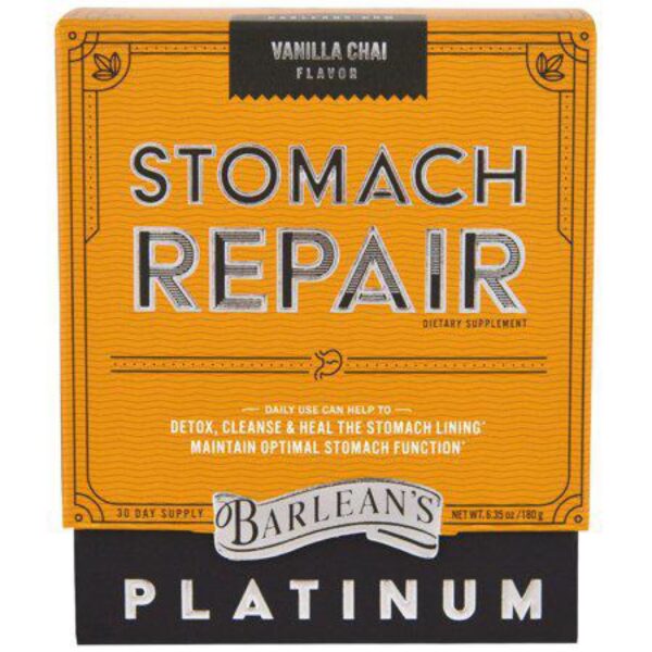 Barlean's Stomach Repair – Vanilla Chai Drink Mix – Natural Stomach Support Supplement – 6.35 oz