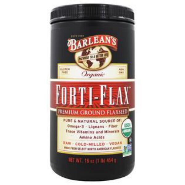 Barlean S Organic Forti-Flax Premium Ground Flaxseed with All-Natural Supplement Source of Omega-3S Fibers for Maximum Nutrition - Vegan GMO