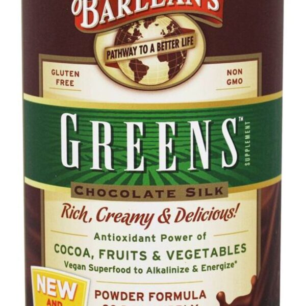 Barlean's Chocolate Silk Greens Powder with Rich Chocolate Taste and Antioxidants - Vegan, Non-GMO, Gluten-Free