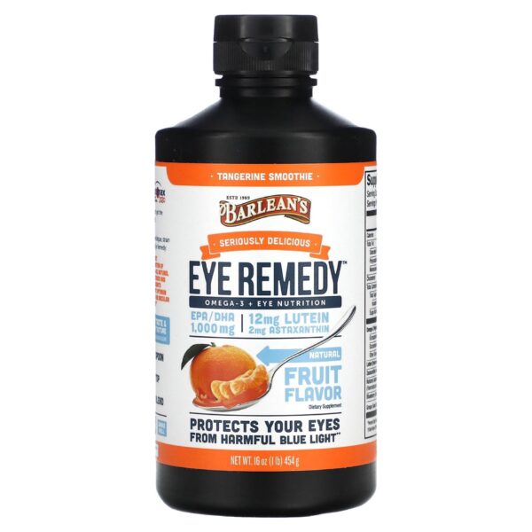 Barlean's Eye Remedy with Fish Oil Liquid with Lutein & Zeaxanthin, Tangerine Smoothie Flavor, 1,000 mg Omega-3 EPA/Dha