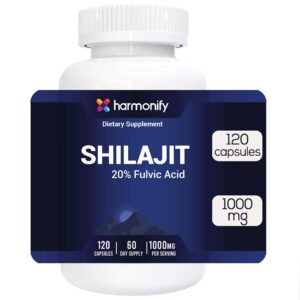 HARMONIFY Shilajit – 1000mg with 20% Fulvic Acid – 120 Cnt